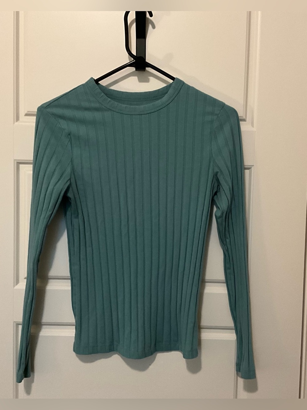 Ribbed Long-Sleeve Teal Top - X-Small